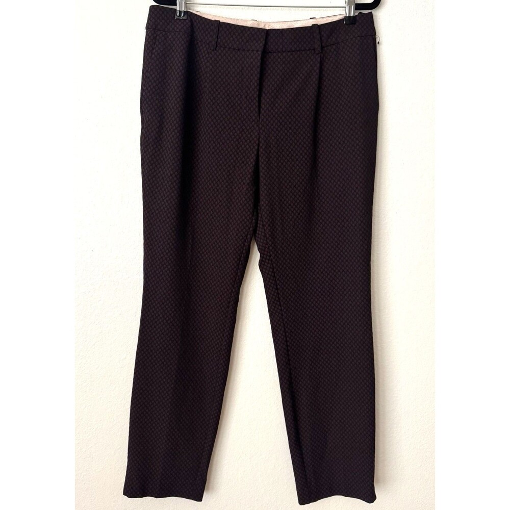 Next Womenswear Tailoring Dress Pants Straight Leg Burgundy Stretch UK 12 EUR 40